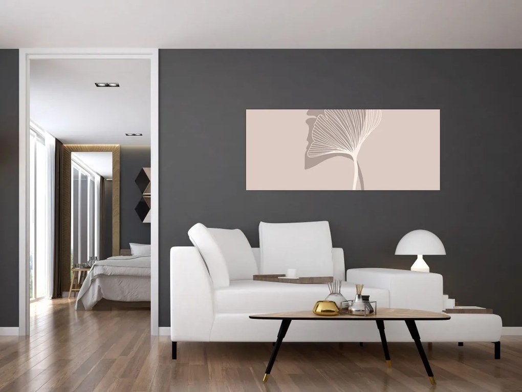 Kép - Bézs színű levelek N⁰4 (120x50 cm)