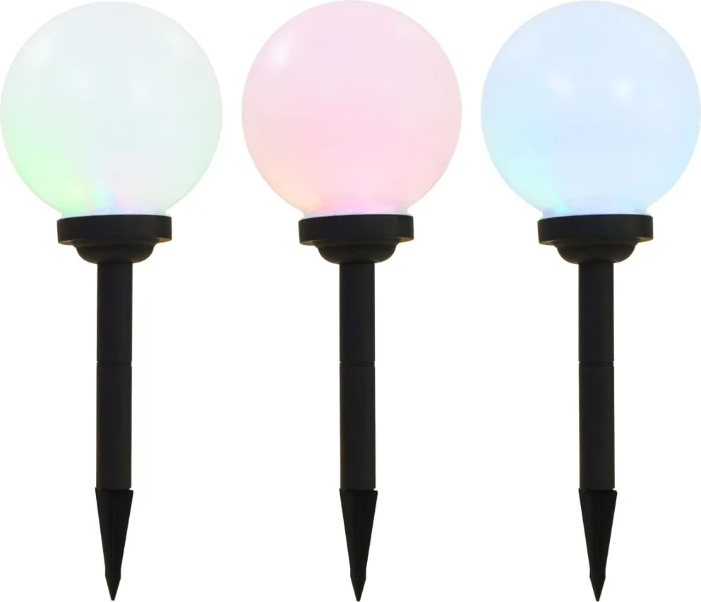 vidaXL 3 db napelemes kültéri LED gömblámpa, 20 cm RGB