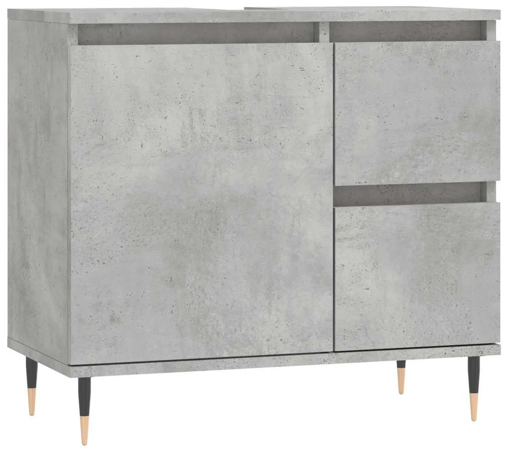 betonszürke szerelt fa fürdőszobaszekrény 65 x 33 x 60 cm