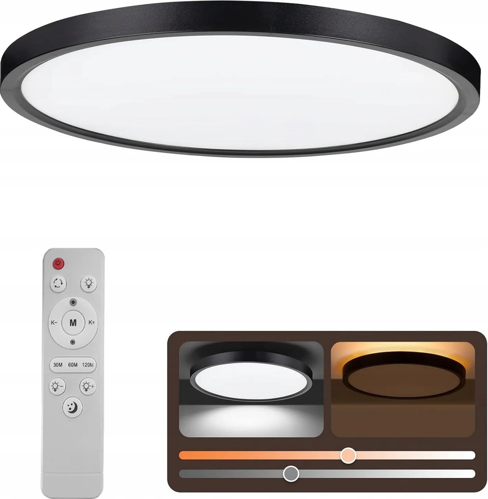 LED-es fényerőszabályozható mennyezeti lámpa 24W, mennyezeti lámpa távirányítóval, 3200LM