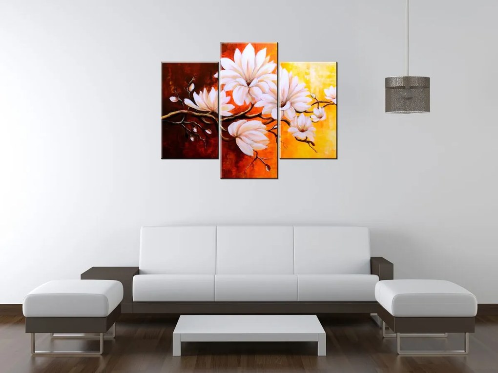 Gario Vászonkép Színes magnóliák - 3 részes Méret: 90 x 70 cm