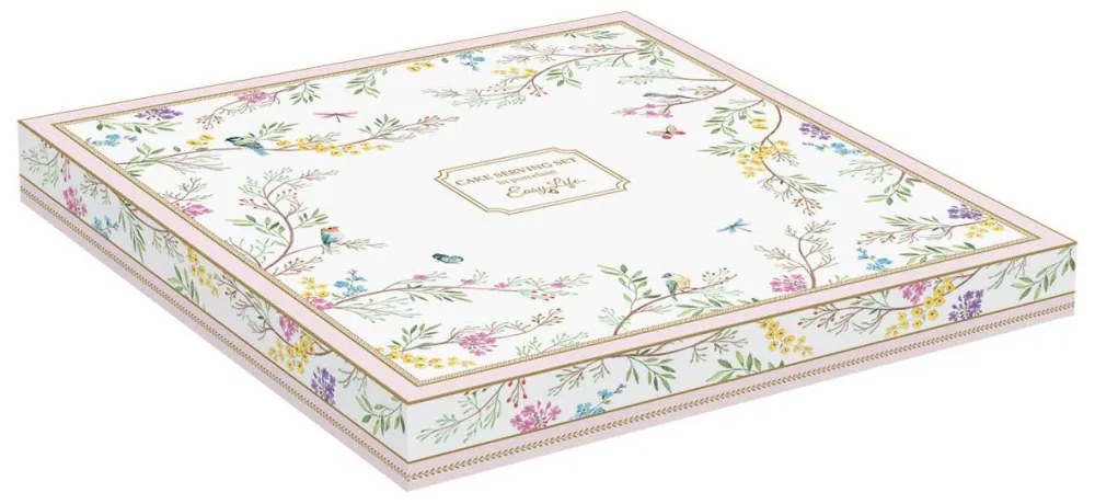 Birds Melody porcelán tortatál lapáttal 32cm díszdobozban