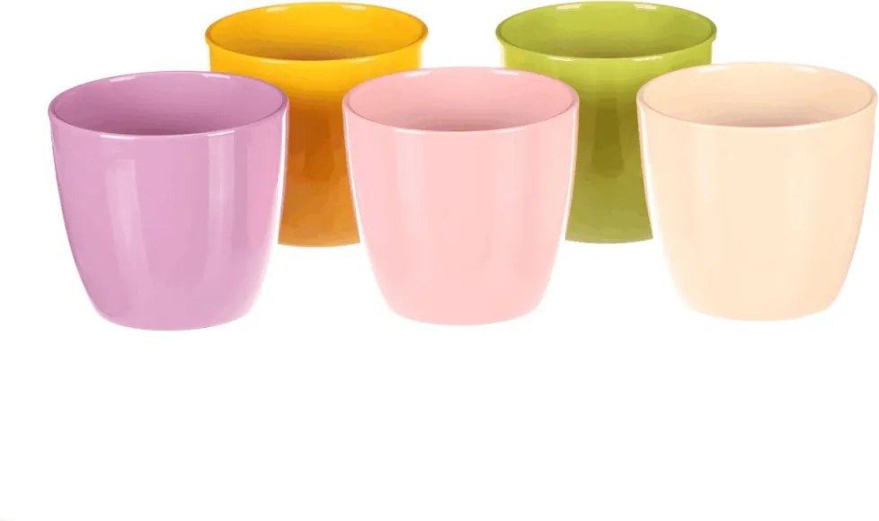 Terrakotta virágtartó 12 cm átmérő, 5-féle színben, darabár
