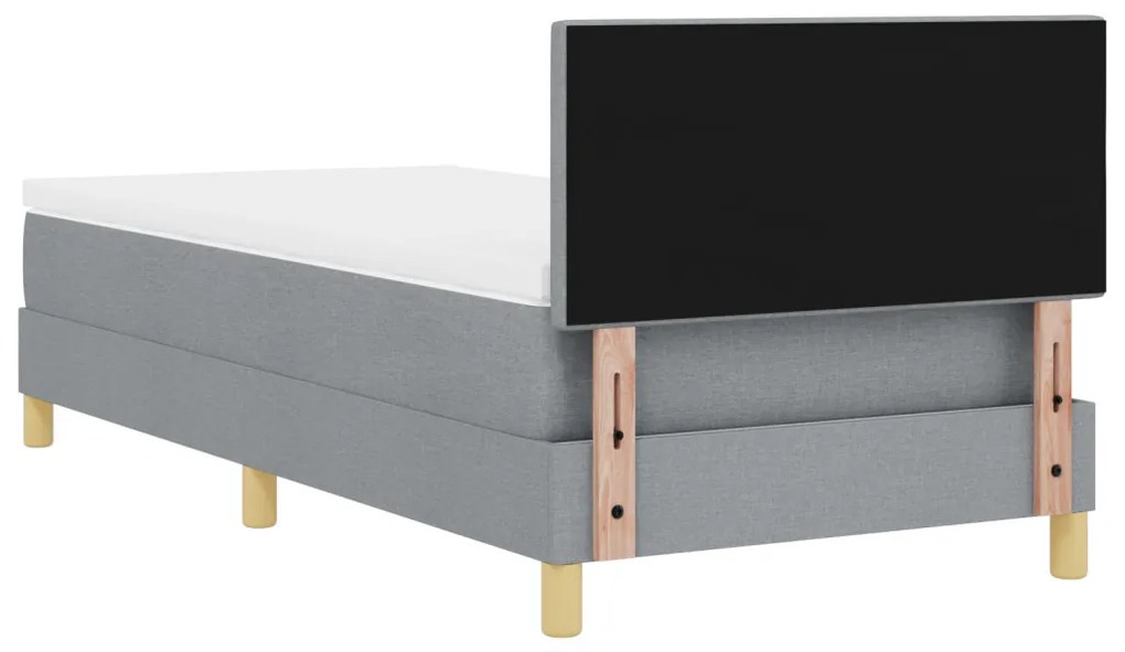 Boxspring ágy matraccal, világosszürke, 90x200 cm, szövet