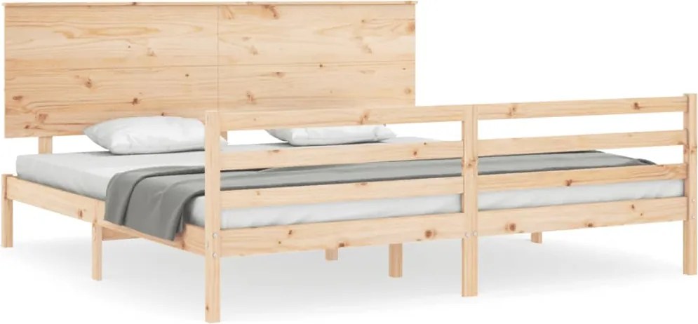 vidaXL tömör fa ágykeret fejtámlával Super King Size