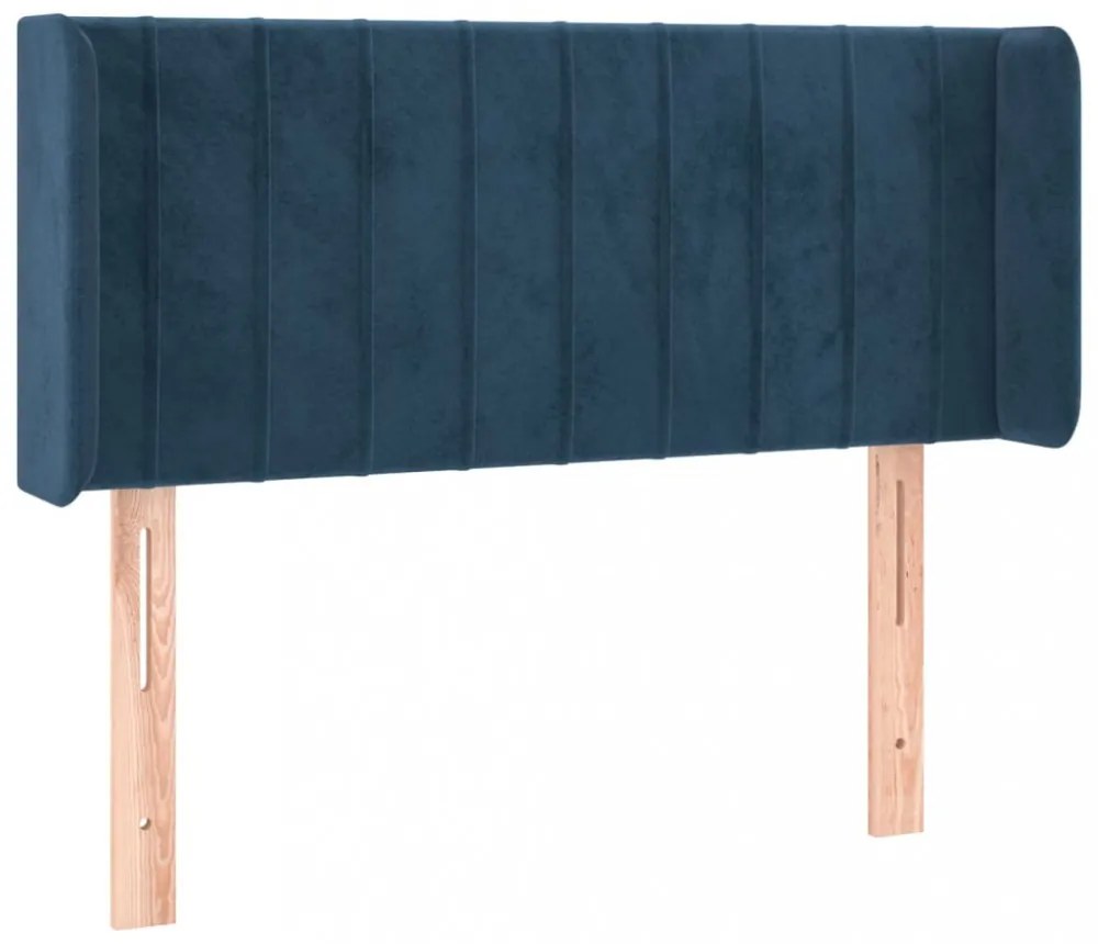 sötétkék bársony fejtámla 83x16x78/88 cm