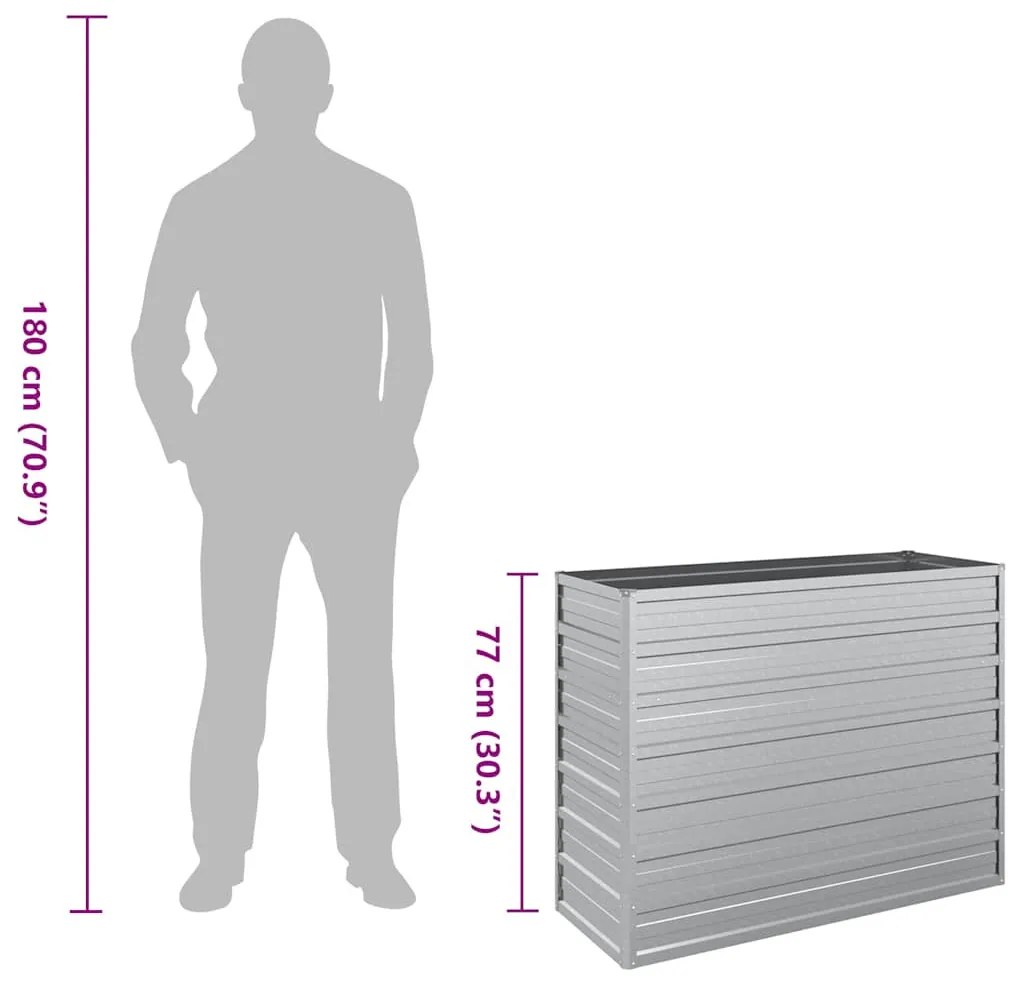 ezüstszínű horganyzott acél kerti magaságyás 100 x 40 x 77 cm