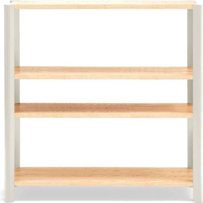 Krémszínű-világos natúr színű polcos állvány tölgyfa dekorral 126x128x43 cm Bona – Teulat