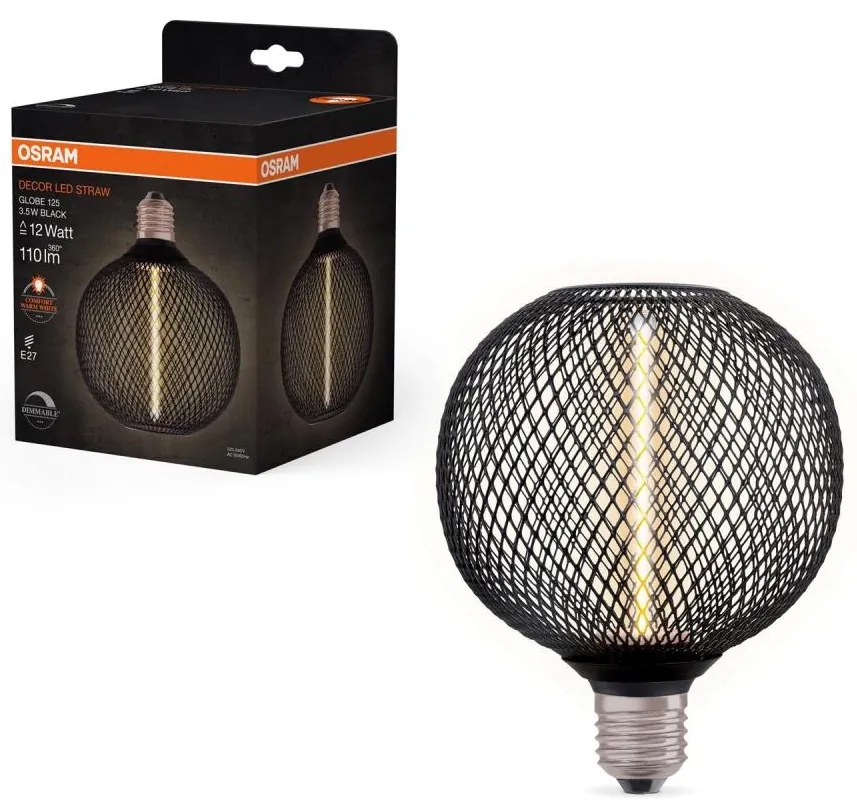 LED Dimmelhető izzó DECOR  FILAMENT G125 E27/3,5W/230V 1800K fekete - Osram