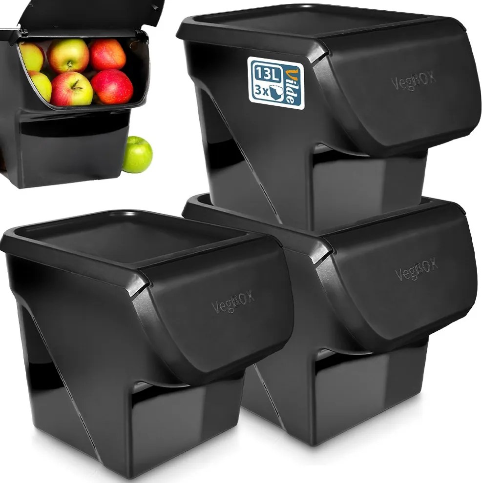 3x Tárolóedény Zöldségek Gyümölcsök hagyma burgonya fokhagyma konyhai tárolás