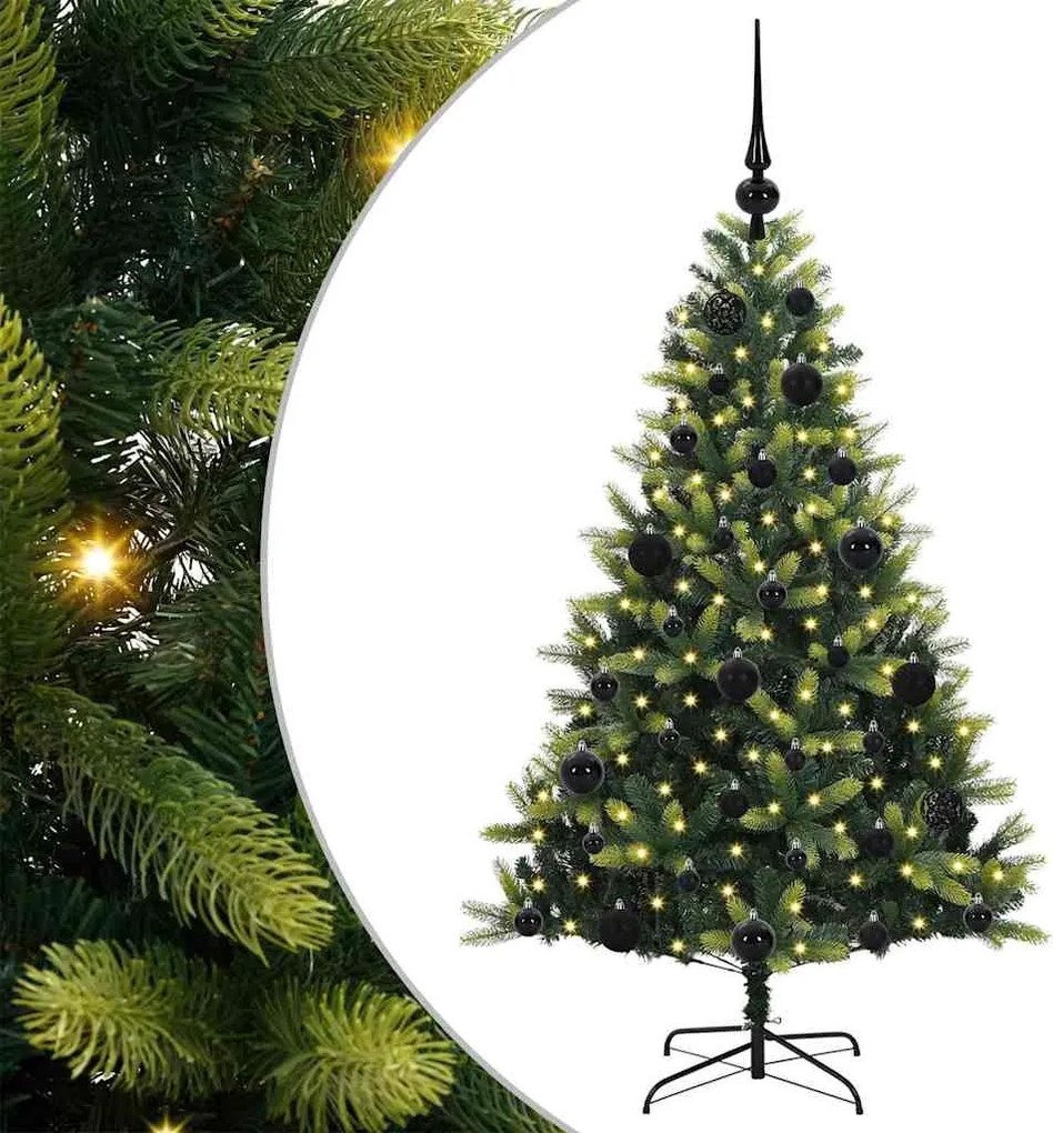vidaXL Műanyag Hajtogatott Karácsonyfa 150 LED-del Zöld 120 cm