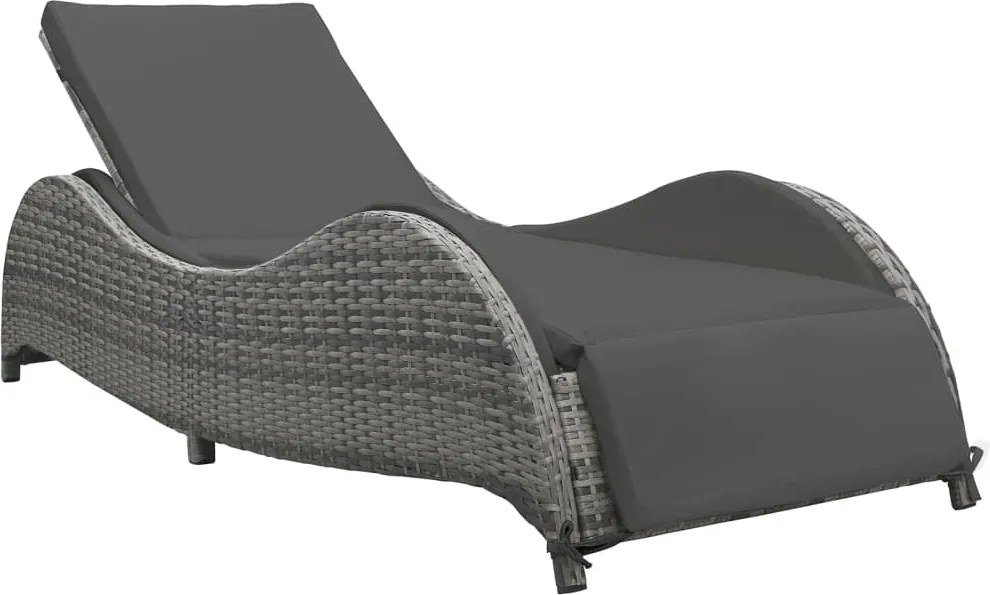 vidaXL antracitszürke polyrattan napozóágy párnával