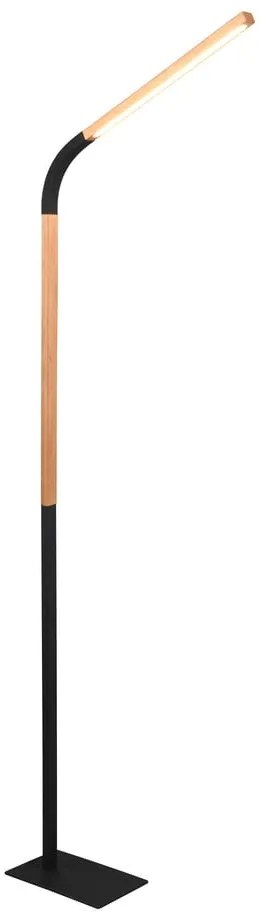 Fekete-natúr színű LED állólámpa fa búrával (magasság 169,5 cm) Norris – Trio