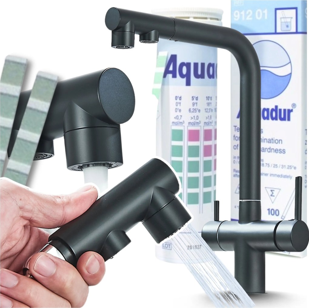 Konyhai csaptelep Fekete Matt Hajlékony mosogató csaptelep vízszűrő alá