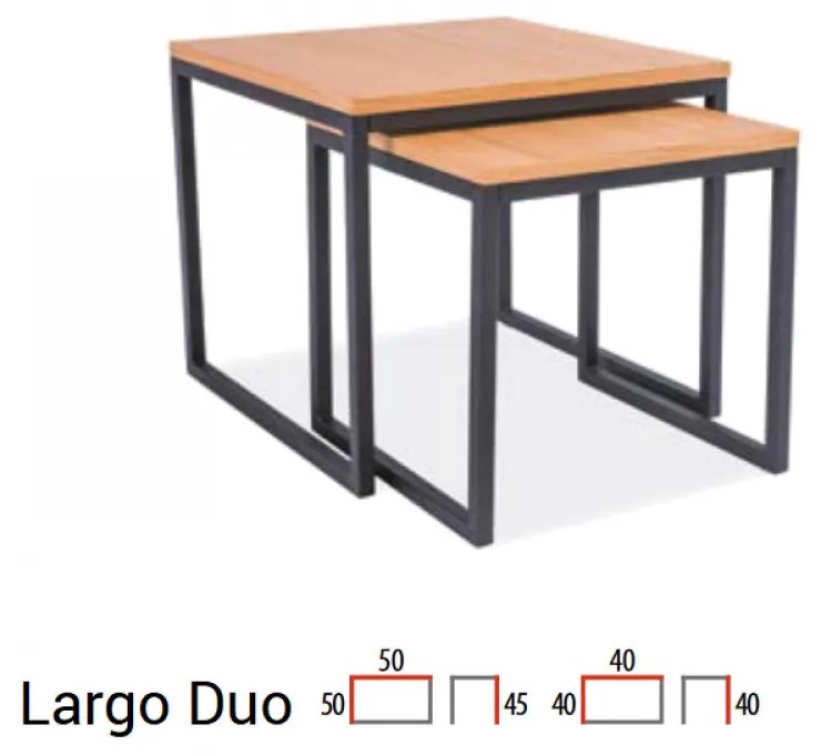 Largo Duo Dohányzóasztal Tölgy/Fekete
