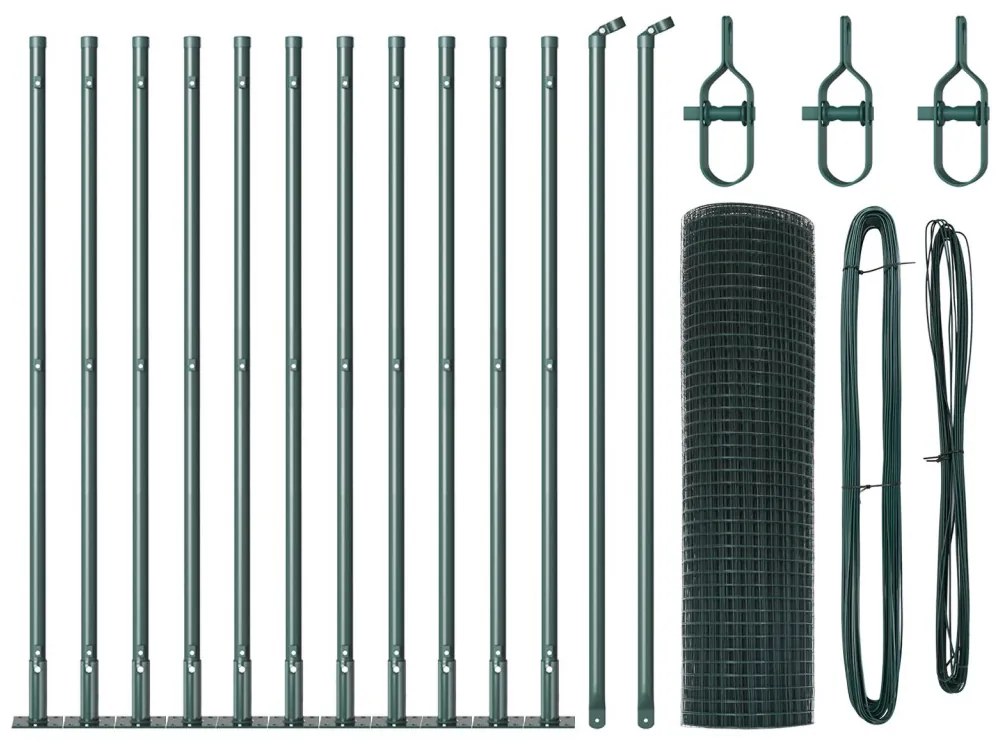 Hegesztett drótkerítés 13 flancos oszloppal Zöld 0.4x25 m Acél
