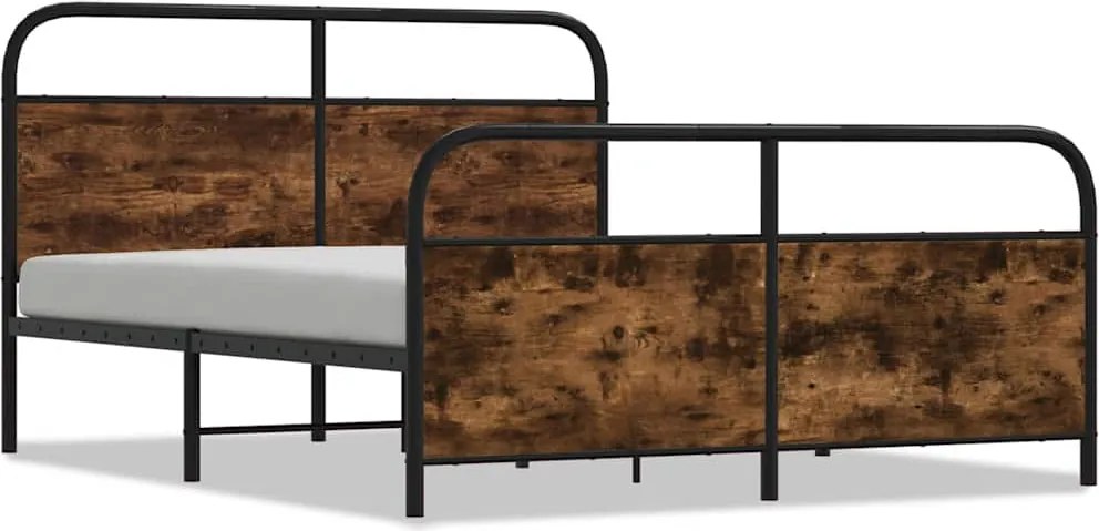vidaXL füstös tölgy színű fém ágykeret matrac nélkül 183 x 213 cm