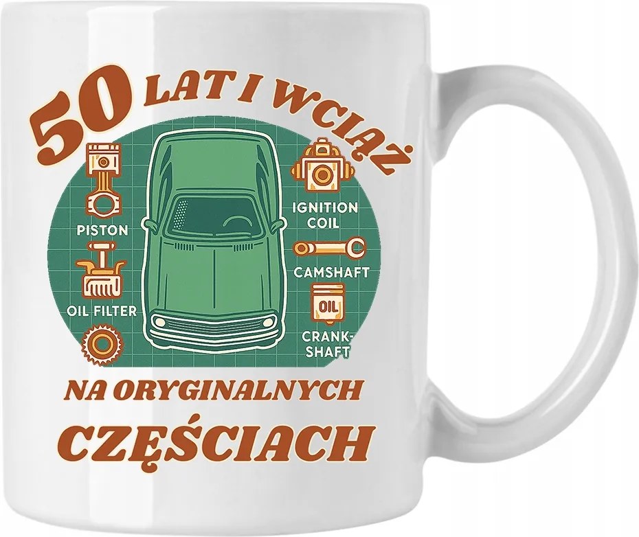 Születésnapi Bögre Eredeti Alkatrészekkel 40 50 60 éves Fehér 330ml