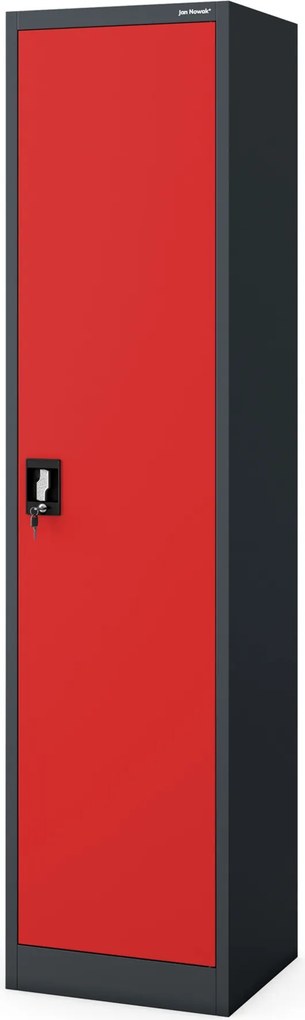 Zárható kartotékszekrény iratokhoz, antracit-piros, 450x1850x400 mm: ALEX