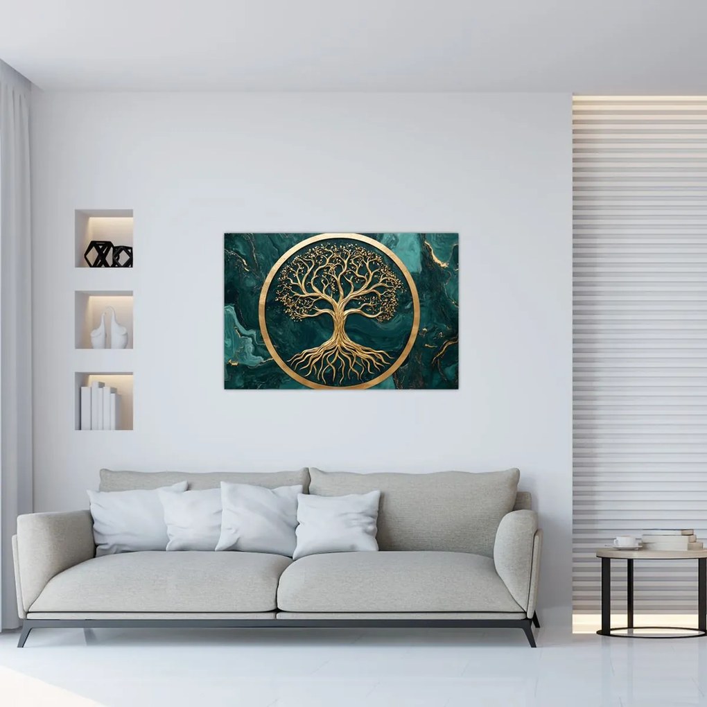 Kép – Márványban lévő arany életfa (90x60 cm)
