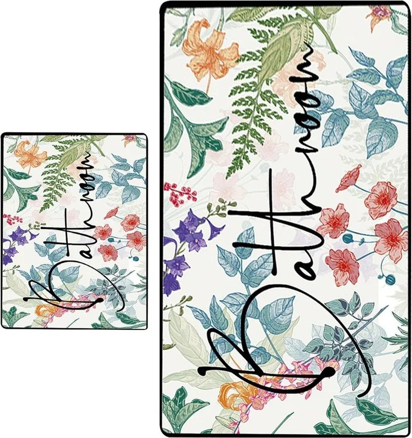 Fürdőszobai kilépő szett 2 db-os 60x100 cm Green In Flower – Foutastic
