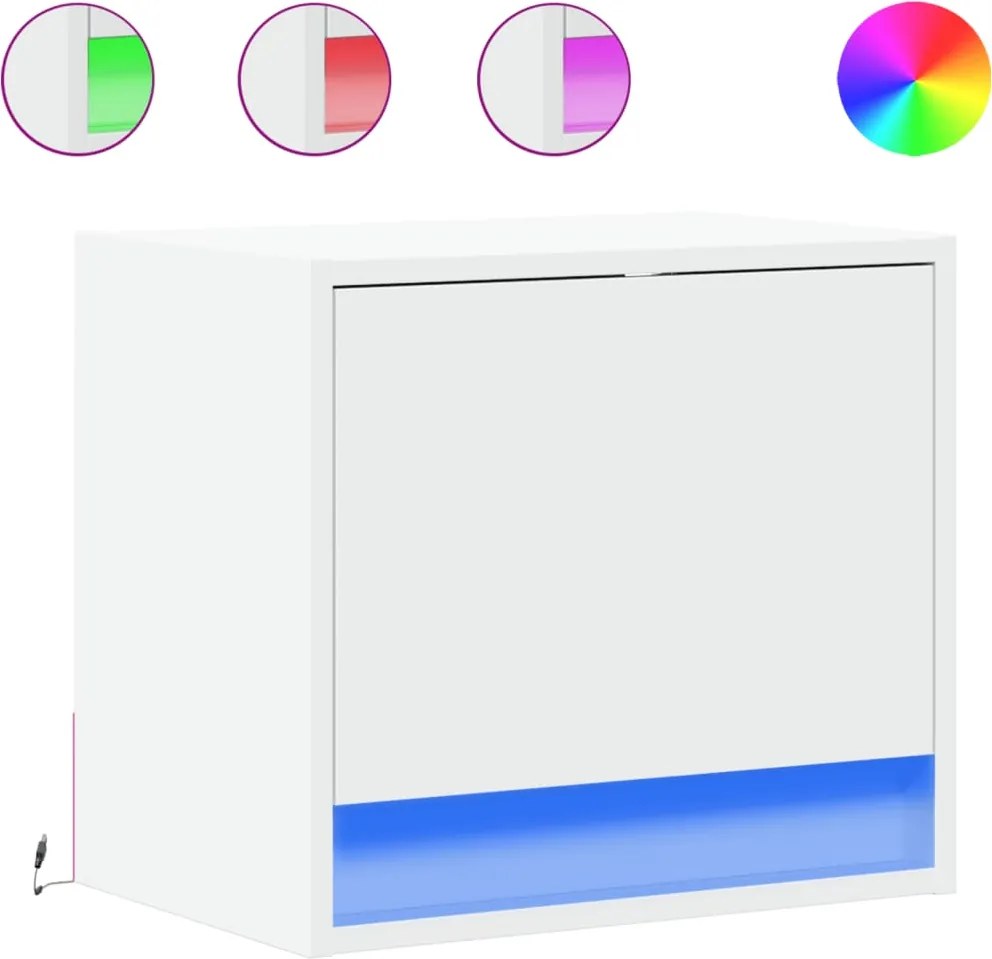 vidaXL 2 db fehér falra szerelhető éjjeliszekrény LED-világítással