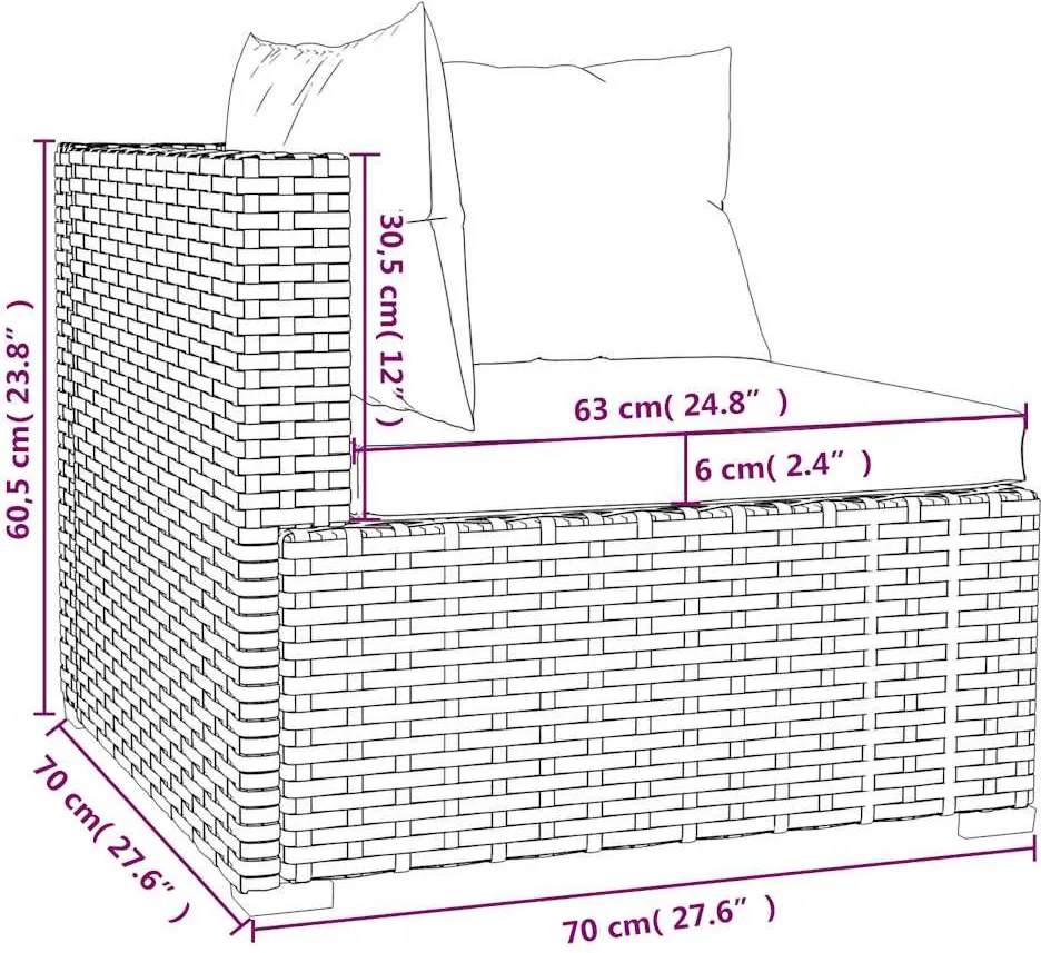 4 részes fekete polyrattan kerti ülőgarnitúra párnákkal