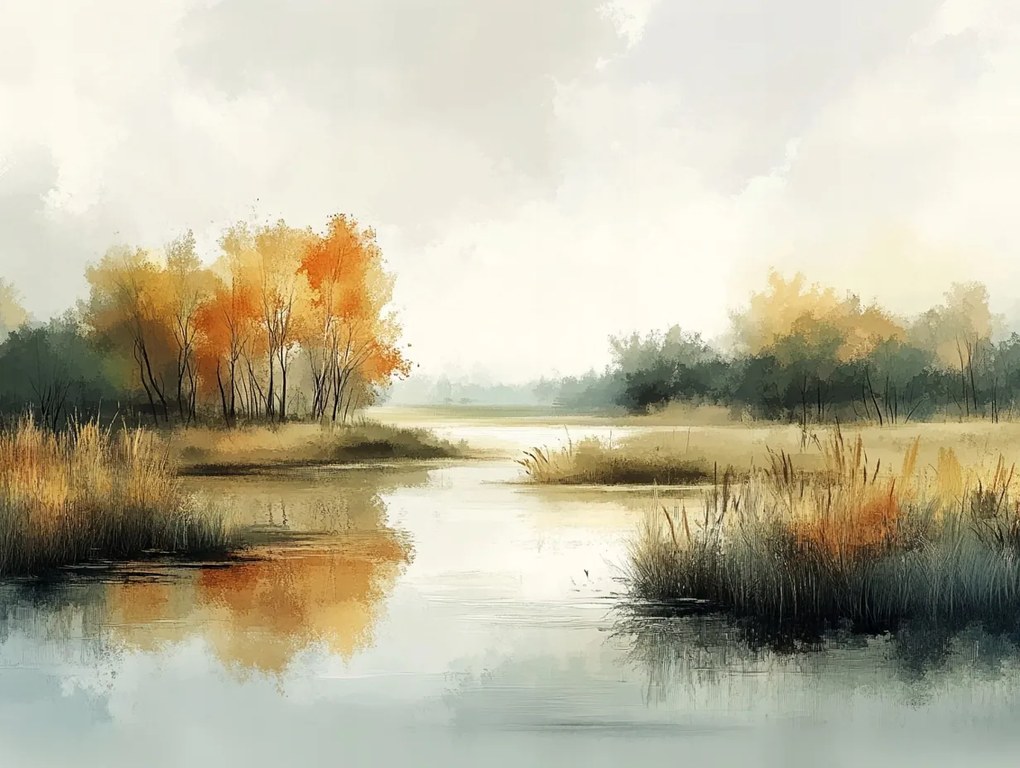 Vászonkép Canvas Tájkép Kilátás Folyó Fák Ősz 100x75