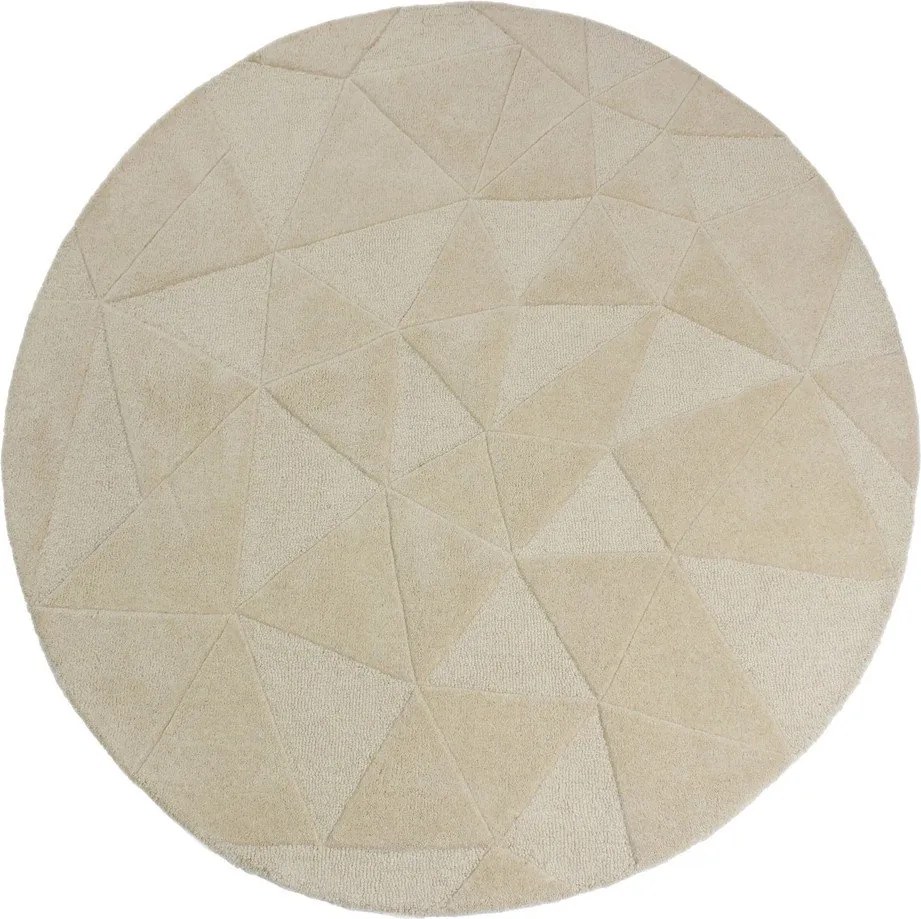 Bézs kézi szövésű gyapjú kerek szőnyeg ø 160 cm Shard – Flair Rugs