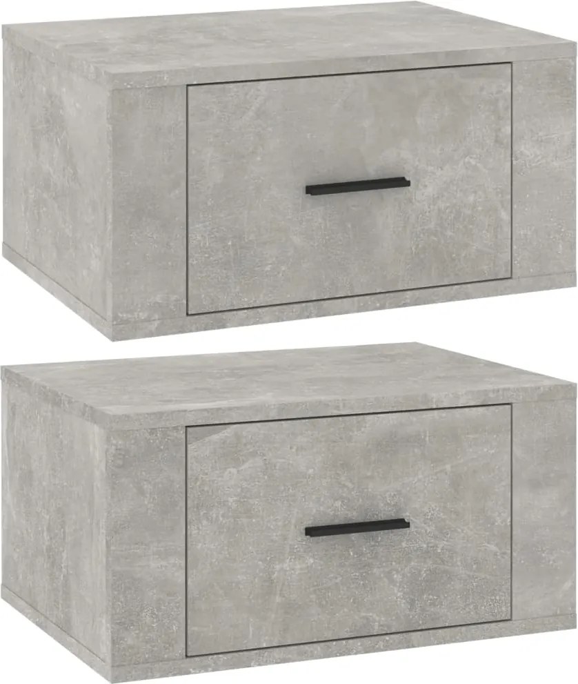 vidaXL 2 db betonszürke falra szerelhető éjjeliszekrény 50x36x25 cm
