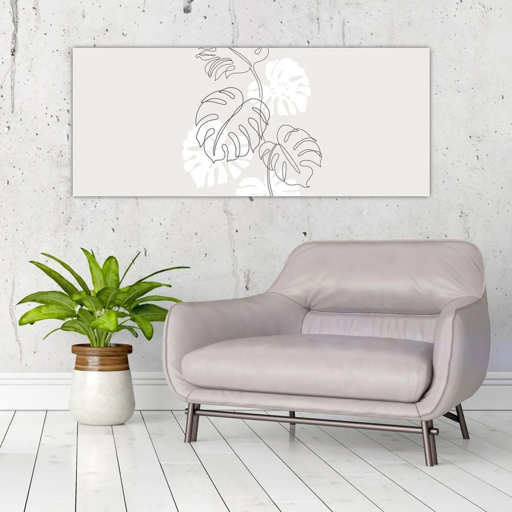 Kép - Vonalkép monstera N⁰3 (120x50 cm)