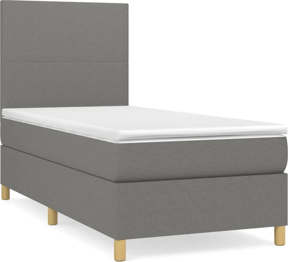 vidaXL sötétszürke szövet rugós ágy matraccal 80 x 200 cm
