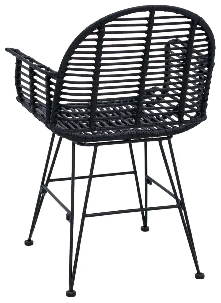 Étkezőszék 2 pcs Fekete 57 x 54.5 x 85 cm Rattan és Vas