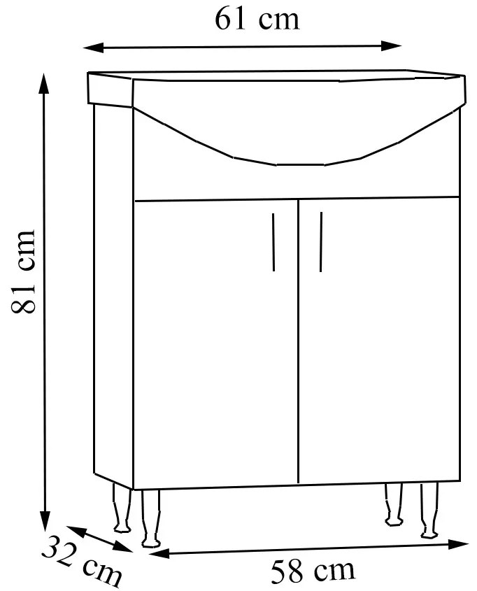 Ikeany fürdőszobai szekrény mosdóval 60 cm Fehér N