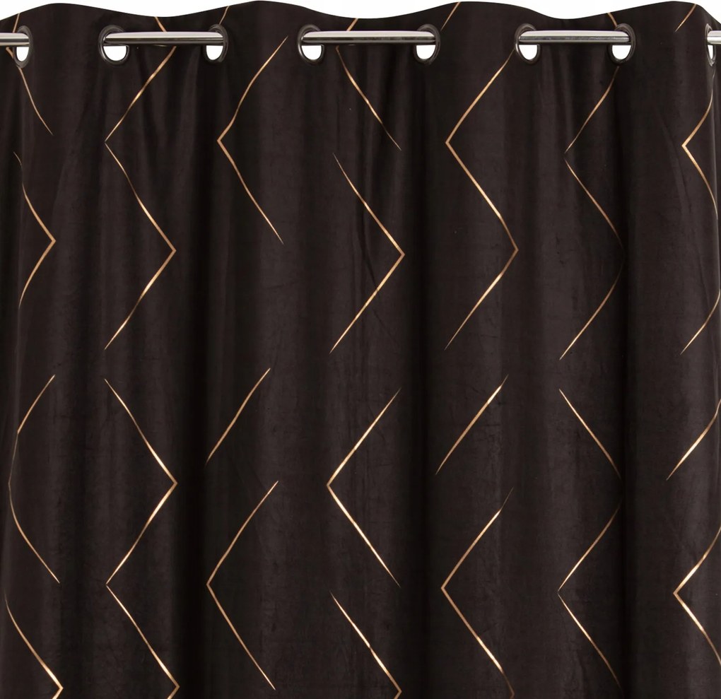 Luba dekorfüggöny átvezetőkkel 140 x 260 cm fekete arany mintás