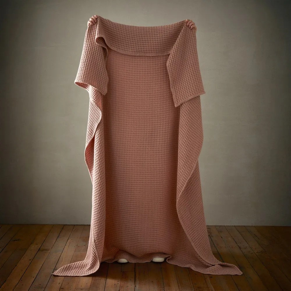 Törtrózsaszín pamut takaró 150x200 cm Jaipur Chunky Waffle – Pineapple Elephant