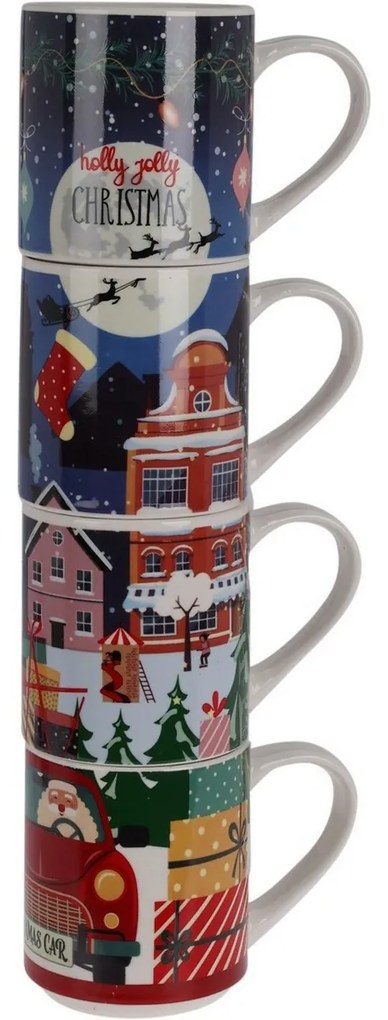 Christmas 4 db-os bögrés készlet, 265 ml, porcelán