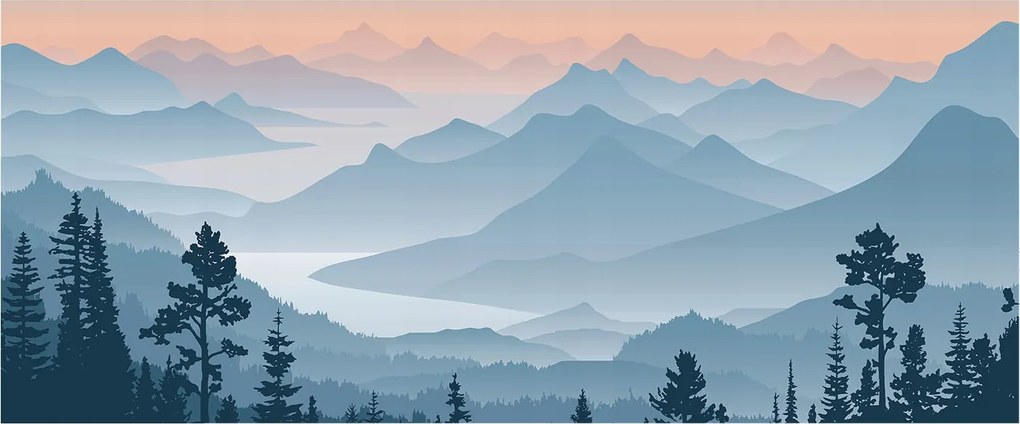 Fotótapéta Flizelin Fal a Hálószobába Hegyi panoráma 250x104 Ragasztó