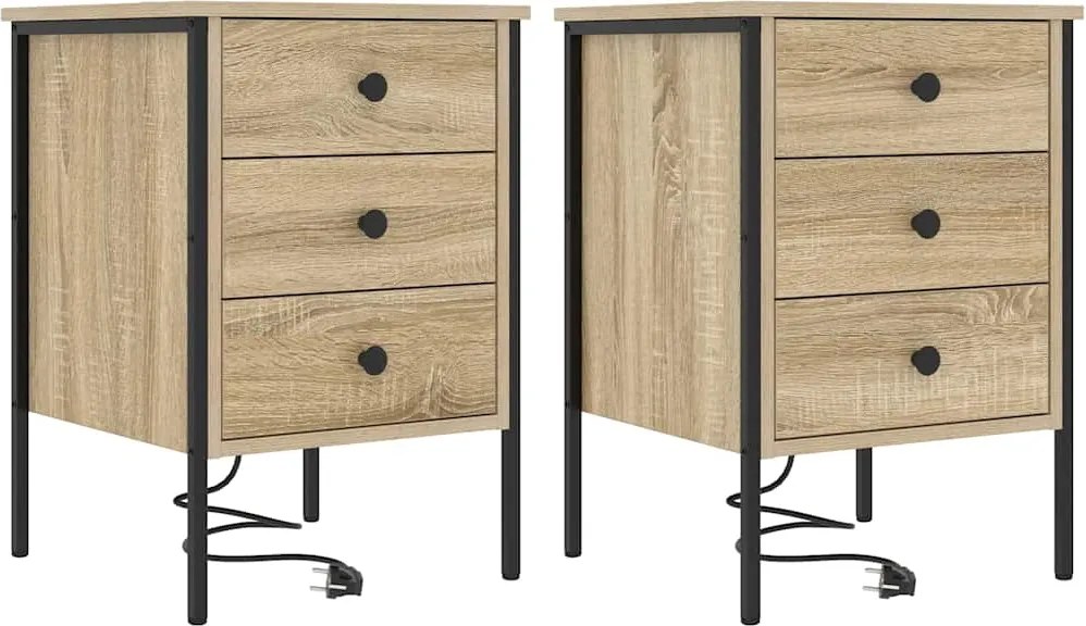 vidaXL Éjjeliszekrény 2 pcs Sonoma tölgy 42 x 41 x 61 cm Faanyag