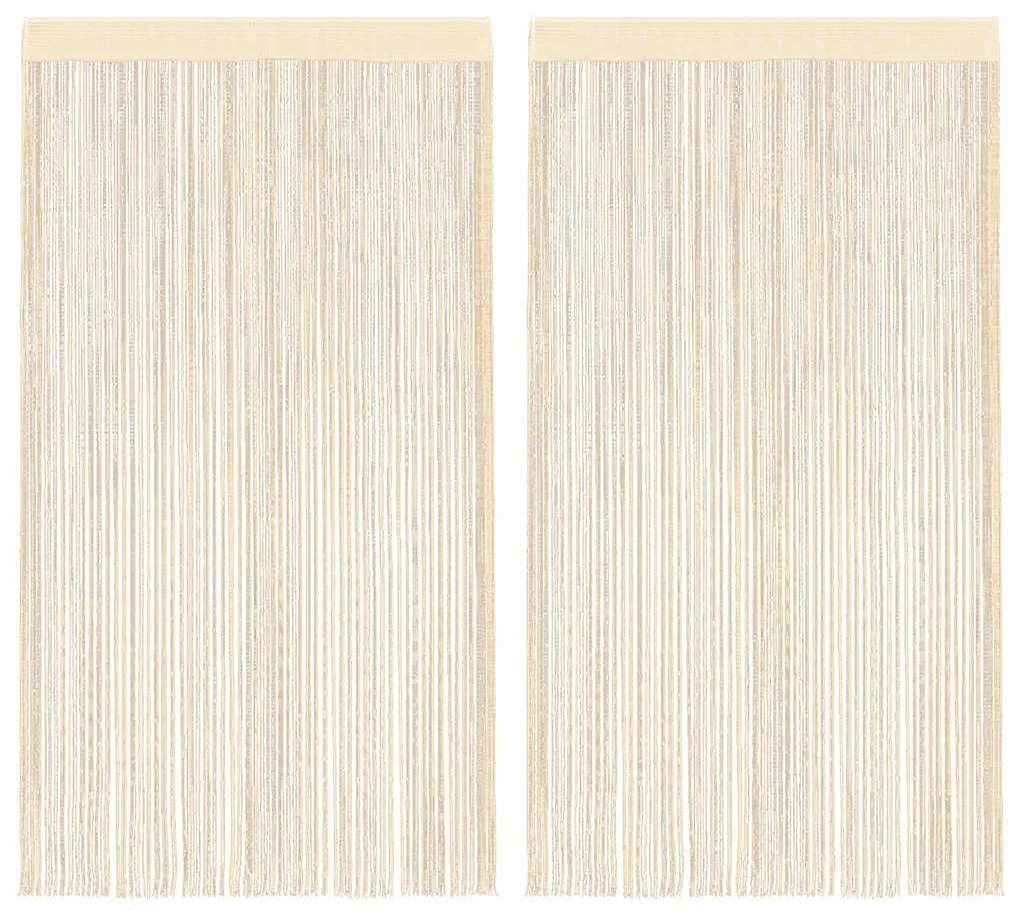2 db krémszínű zsinórfüggöny 100 x 250 cm