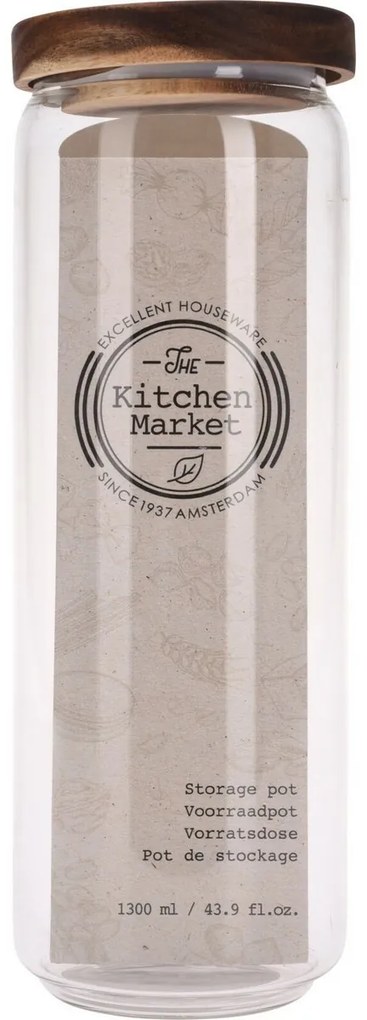 Üvegedény akácfa fedéllel 1300 ml, 1,7 l
