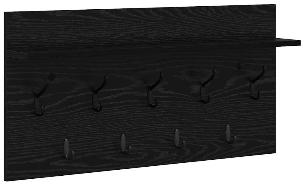 Fali Kabáthorog polcokkal Musta tammi 80 x 40 x 12 cm Faanyag