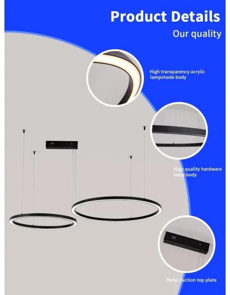 Immax NEO 07216L - LED dimmelhető FINO csillár 93W/230V 60/80cm fekete Tuya+DO