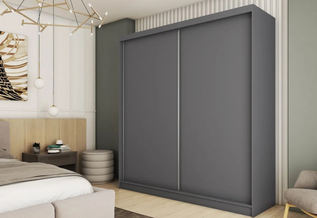 GALAN tolóajtós ruhaszekrény, 180x216x61, wenge