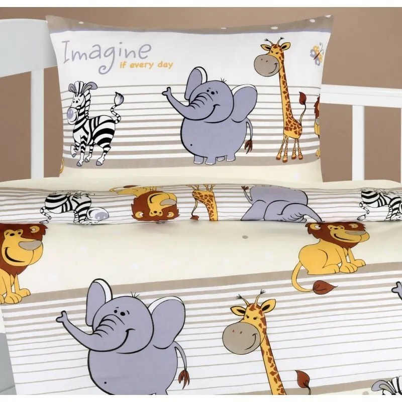 Bellatex pamut bölcsőágynemű Agata Safari bézs, 90 x 135 cm, 45 x 60 cm