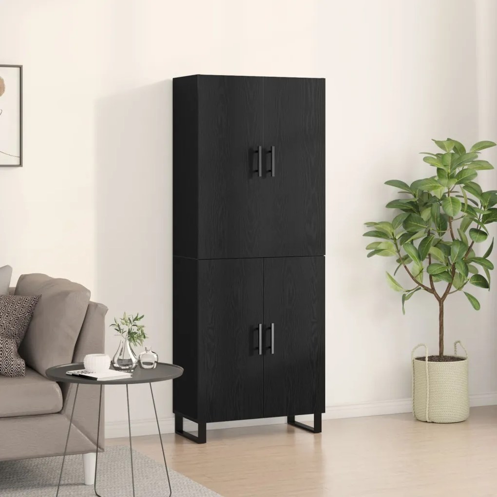2 db Fekete Tölgy Kábelt 69,5x34x180 cm Mérnöki Fa