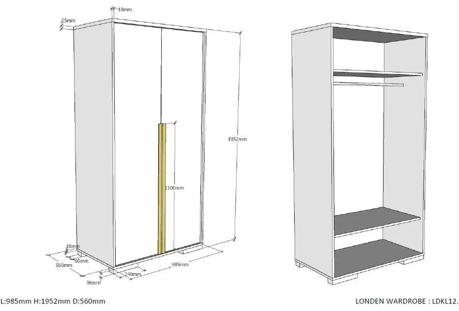 Sötétszürke gyerek ruhásszekrény 98x195 cm London – Vipack