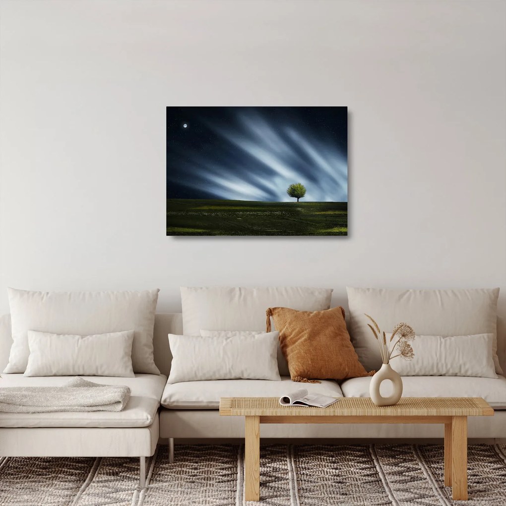 Az aurora borealis képe egy lápvidéken (üvegen) (70x50 cm)