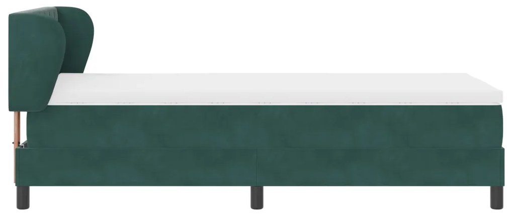 Boxspring Ágy Matrac Nélkül - Sötét Zöld - 90x190 cm - Bársony