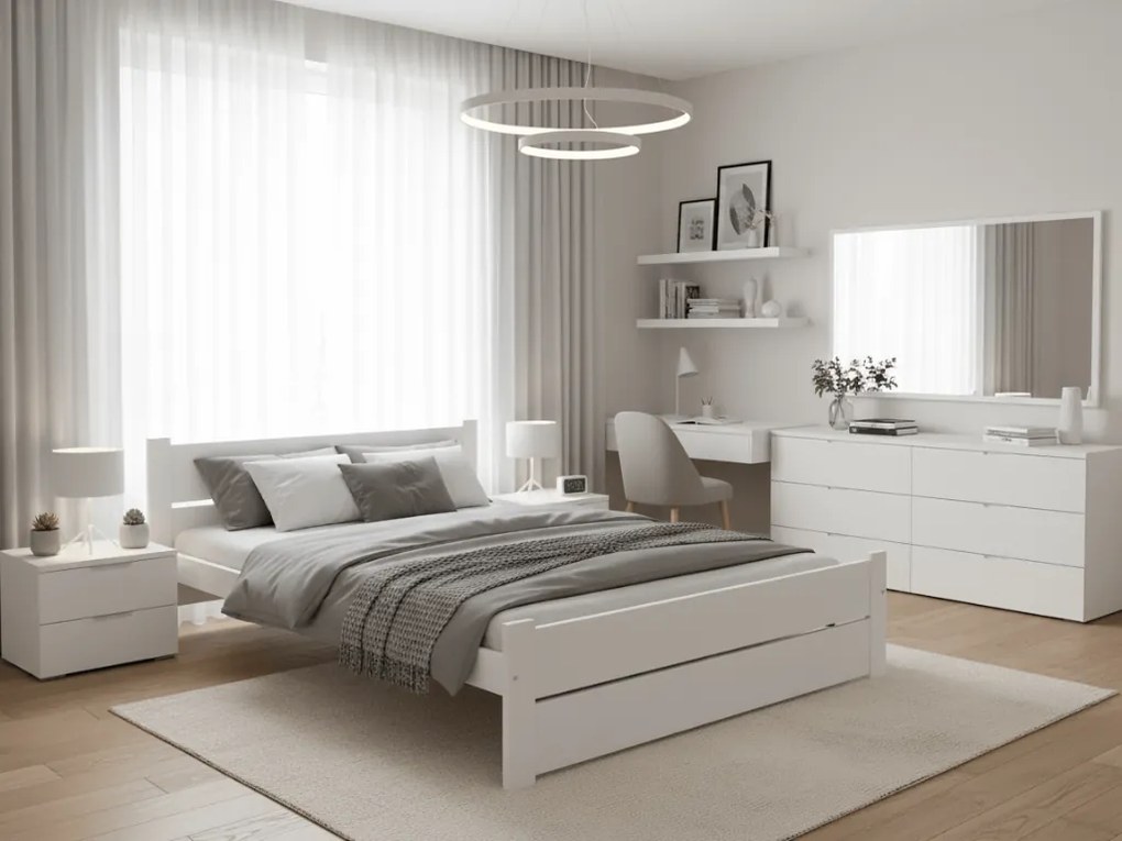 IKAROS DOUBLE ágy 120 x 200 cm, fehér Ágyrács: Lamellás ágyrács, Matrac: Deluxe 10 cm matrac